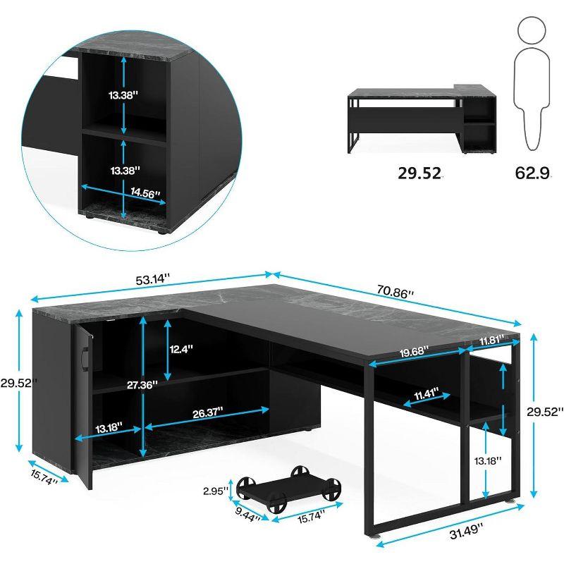 Tribesigns 70.86" Executive Desk, L-Shaped Office Desk with Storage Cabinet