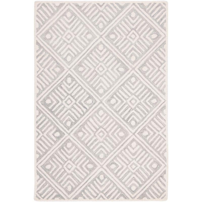 Hand-Tufted Artisan Gray Wool Rectangular Rug