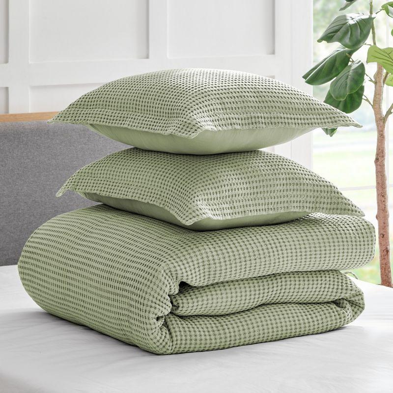 Mills Waffle Desert Sage Twin Duvet Set - Levtex Home
