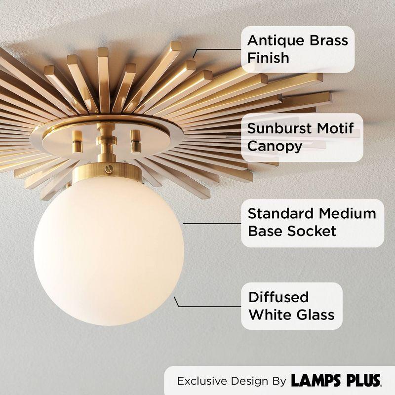 Possini Euro Design Hazel Modern Ceiling Light Semi Flush Mount Fixture 24" Wide Warm Brass White Globe Shade for Bedroom Kitchen Living Room Hallway