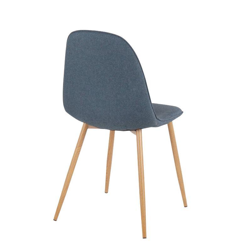 Set of 2 Pebble Metal/Polyester Dining Chairs Natural/Blue - LumiSource: Upholstered, Foam-Filled, Armless Design
