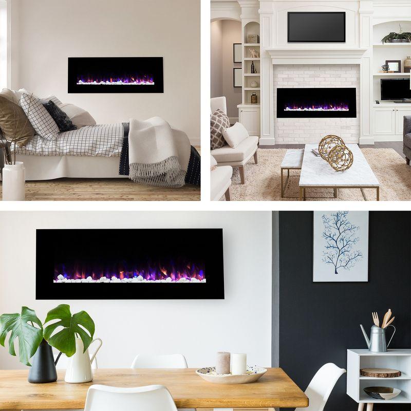 Northwest 54" Electric Fireplace Wall MountedLed Fire And Ice Flame with Remote