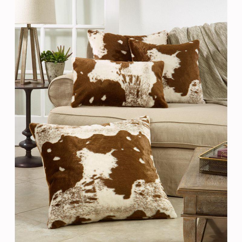 Saro Lifestyle Urban Faux Cowhide Down Filled Throw Pillow