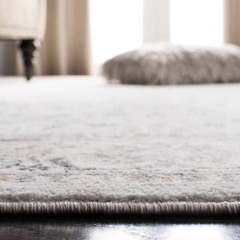 Elegant Isabella Light Grey & Cream Square Synthetic Rug