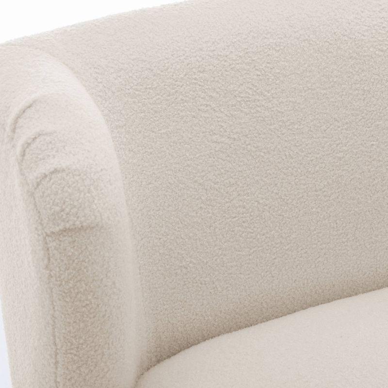 Comfort Pointe Vesper Boucle Accent Chair Milky White: Armless, Wingback, Wood Legs, Foam Cushion