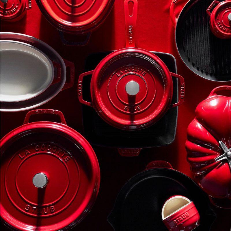 Staub Cast Iron Round Cocotte, Dutch Oven, 7-quart, serves 7-8, Made in France, Cherry