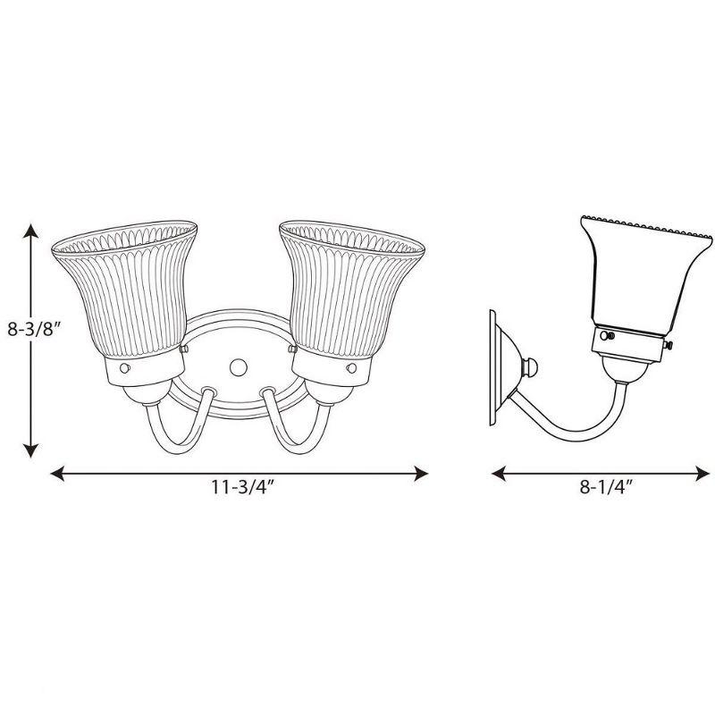 Progress Lighting, Bratenahl, 2-Light, Bath & Vanity, Polished Chrome, Fluted Glass