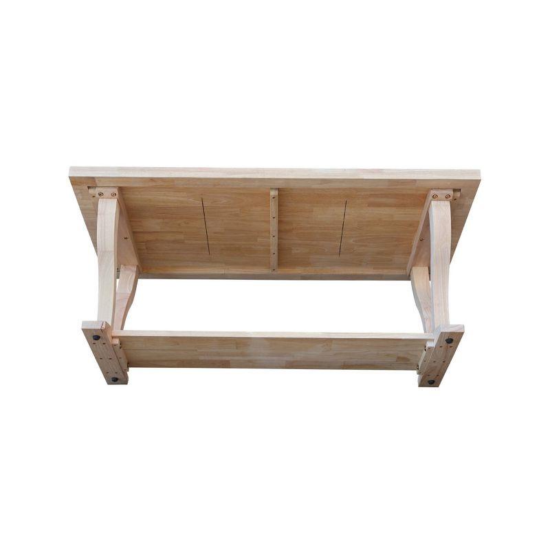 Lacasa Solid Wood Coffee Table Unfinished - International Concepts: Rubberwood, Transitional Style, Fixed Shelf