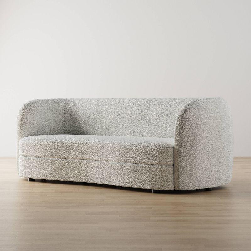 HOMES: Inside + Out 85" Pinehush Boho Curved Boucle Fabric Sofa with Pocket Coil Cushions