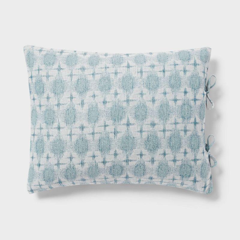 Full/Queen Yarn Dye Ikat Duvet Cover and Sham Set Ivory/Teal Blue/Light Teal Blue - Threshold™: Cotton Slub, Zipper Closure, OEKO-TEX Certified