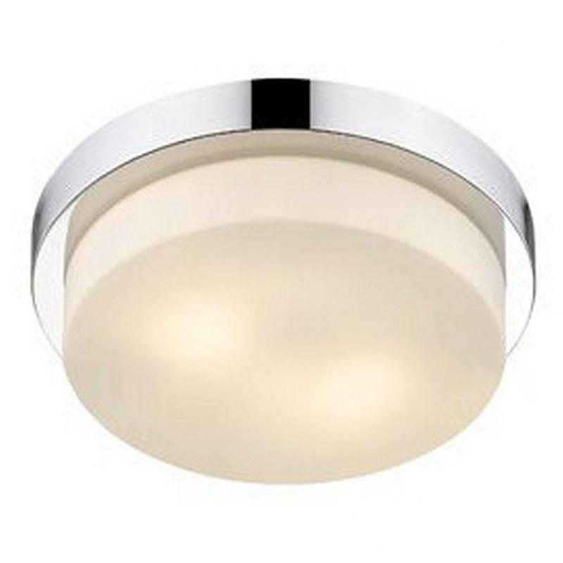 Golden Lighting Multi-Family 13" 2-Light Flush Mount in Pewter with Opal Glass