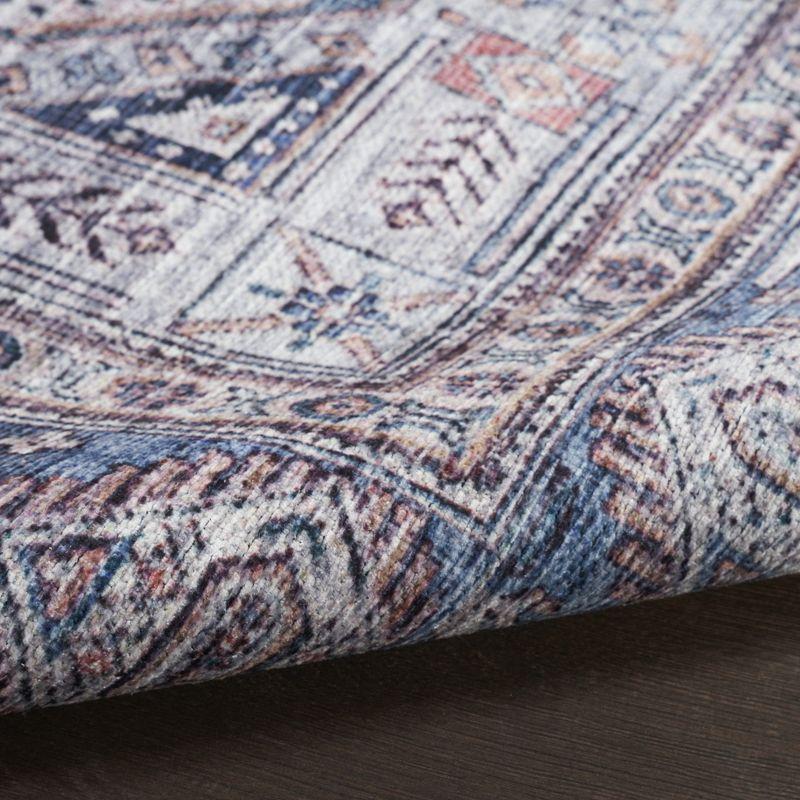 Nourison Washable Brilliance 2' x 6' Blue/Multi Vintage Indoor Bathroom, Kitchen Runner Rug