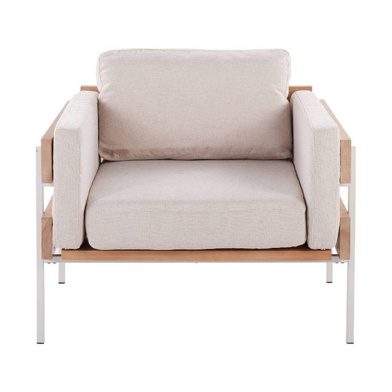 Kari Accent Chair White/Natural/Cream - LumiSource: Upholstered Polyester, Steel Frame, Removable Cushions