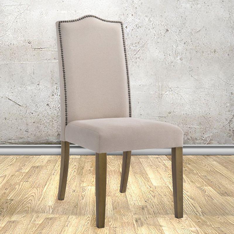 Carolina Living Romero Parson Chair - Harvest Oak - Linen Upholstery