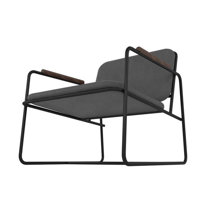 2.0 Whythe Low Accent Chair Black - Manhattan Comfort: Faux Leather, Steel Legs, No Assembly Required