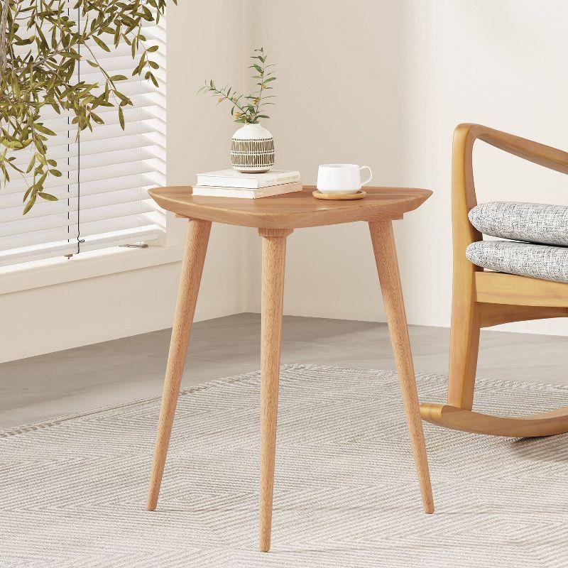 Naja End Table - Wood - Natural - Christopher Knight Home: Mid-Century Modern, Rubberwood, Guitar Pick Shape