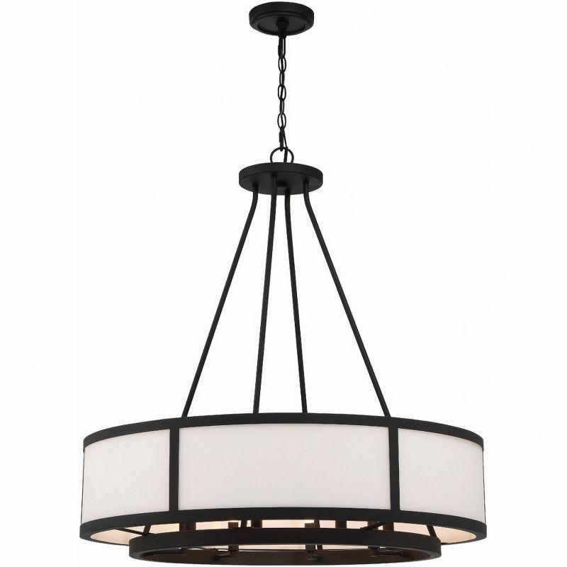 Bryant Black Forged 8-Light Drum Chandelier with White Shade