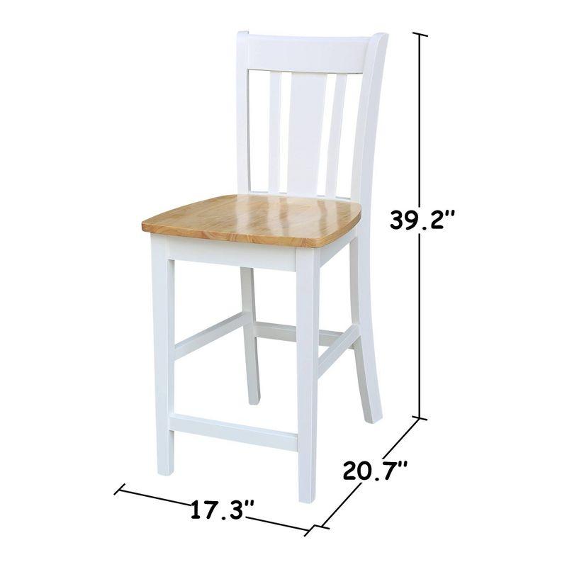 International Concepts 24" San Remo Counter Height Barstool White/Natural: Hardwood Frame, Armless Design, Fixed Seat Height