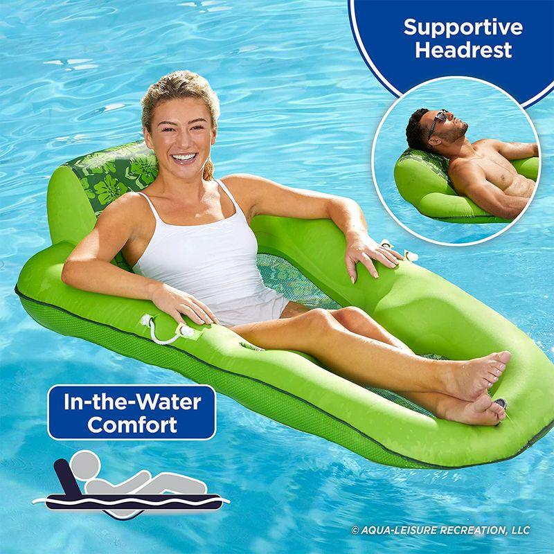 Lime Green Inflatable Pool Lounger with Headrest and Footrest