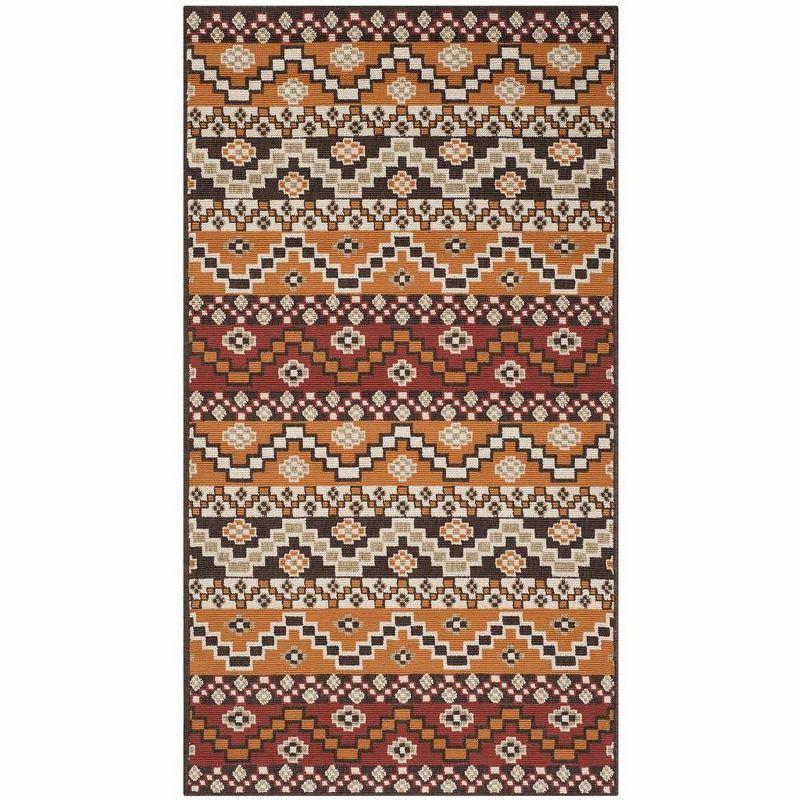 Veranda VER095 Power Loomed Indoor and Outdoor Accent Rug - Red/Chocolate - 2'7"x5' - Safavieh.