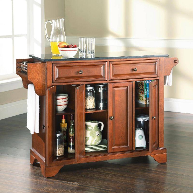 Lafayette Cherry Wood Kitchen Island with Black Granite Top