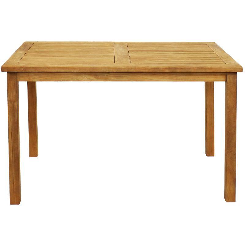 Sunnydaze Outdoor Solid Teak Wood with Stained Finish Rectangular Patio Dining Table - 48" - Light Brown