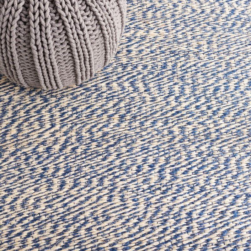 Hand-Knotted Coastal Charm Blue & Ivory 4' Square Jute Area Rug