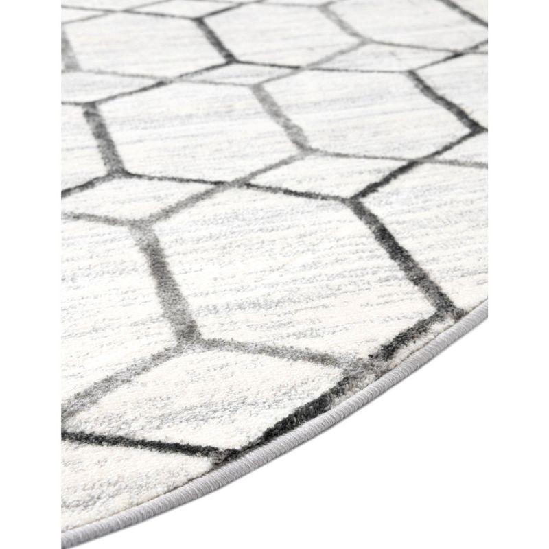 Unique Loom 3' 3 x 3' 3 Round White Matrix Trellis Tile Area Rug