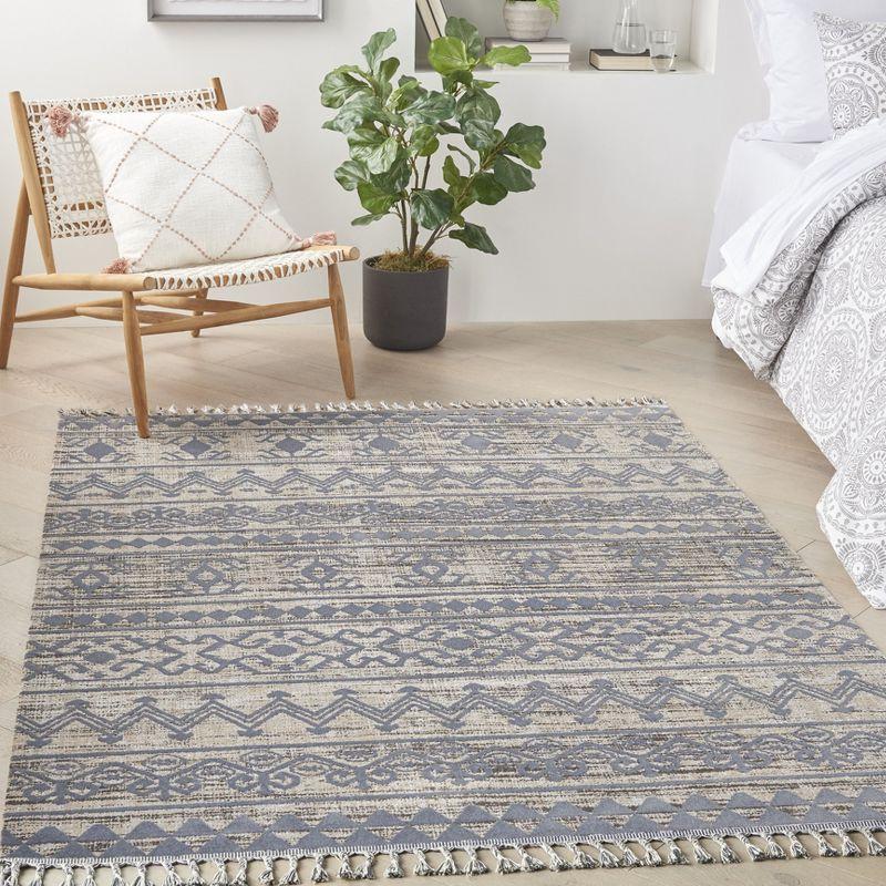 Mocha and Charcoal Geometric Wool Rectangular Rug