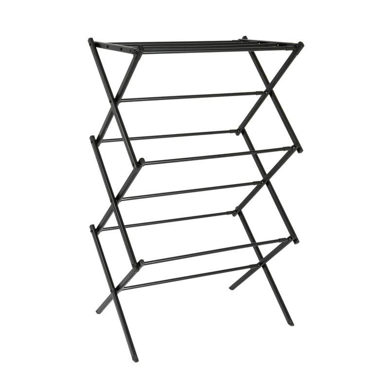 Black Expandable Folding Clothes Drying Rack with Steel Frame