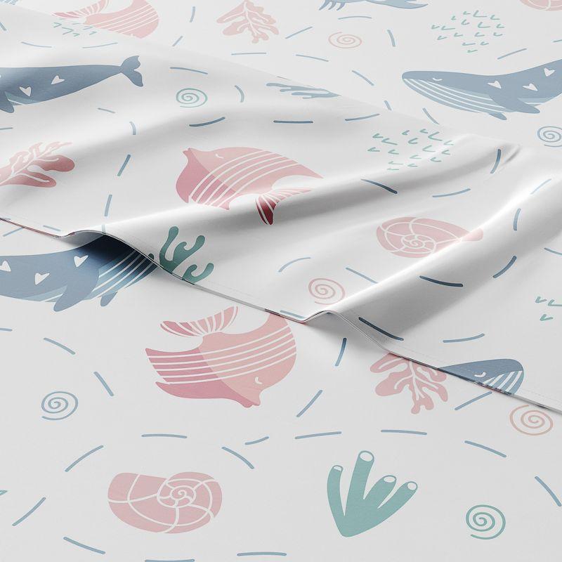 CGK Linens Kids 4 Piece Bed Sheet Set - Cute & Cozy Wrinkle-Resistant with Vibrant Designs in Fish BWP, Size Queen