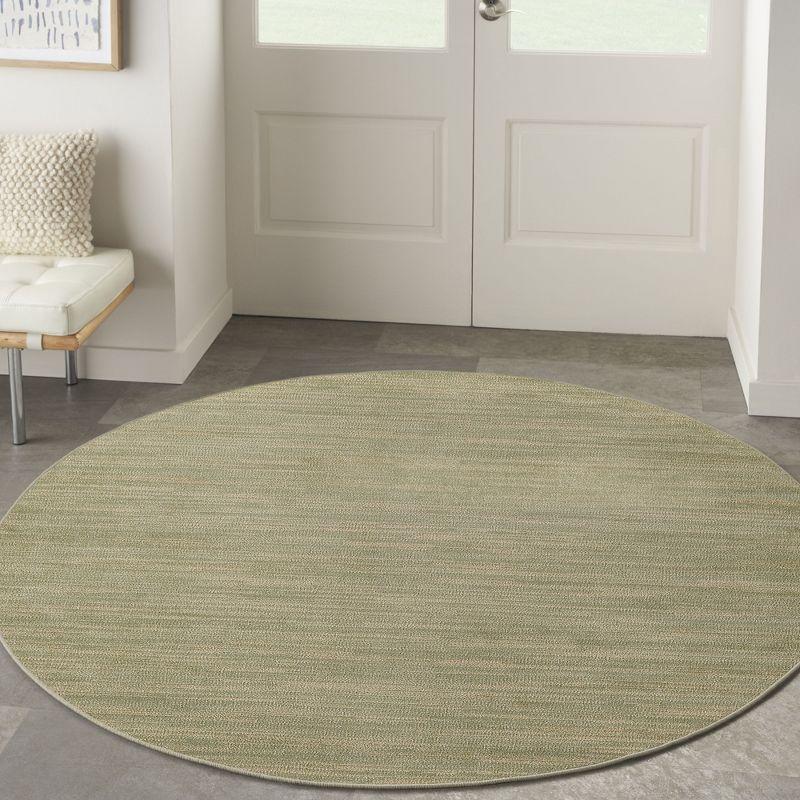 Nourison Essentials Solid Indoor/Outdoor Area Rug Green Gold 8'xRound