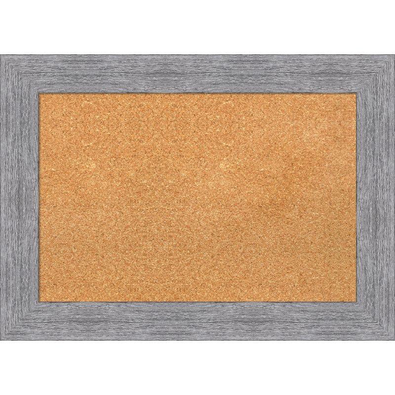 Amanti Art Natural Cork Board Framed Bark Rustic Grey Bulletin Board 29 in. x 21 in.