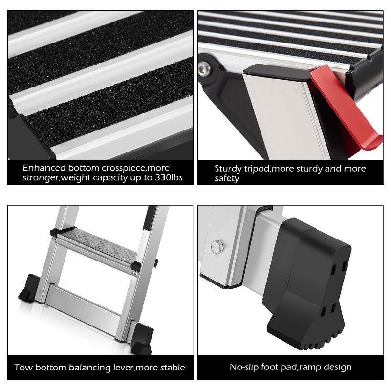 Aluminum Platform Non-Slip Folding Work Bench Drywall Stool Ladder 330lbs Capacity