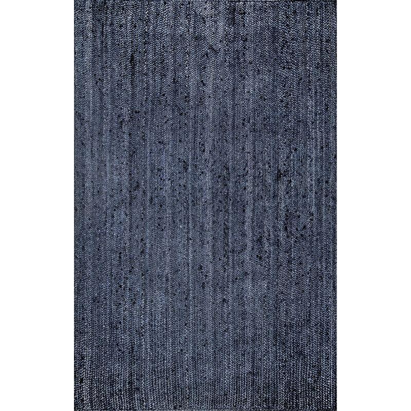 Nuloom 2x3 Rigo Jute Hand Woven Indoor Area Rug, Navy, Solid Farmhouse Design, Natural Fiber Bedroom, Living Room, Kitchen,