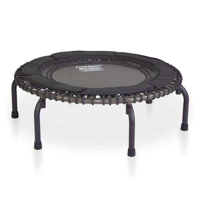 JumpSport 370 PRO Indoor Lightweight Heavy Duty 39-Inch Heavy Duty Fitness Trampoline with Handle Bar Accessory and Adjustable Tension Bungees, Black