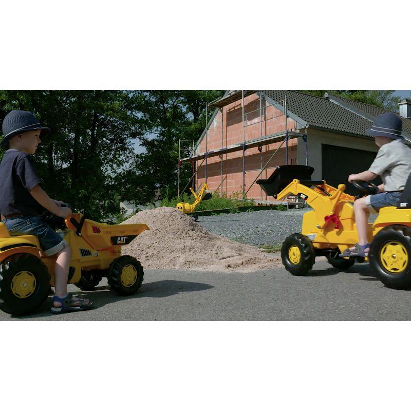 Yellow and Black Pedal Tractor with Front Loader and Backhoe