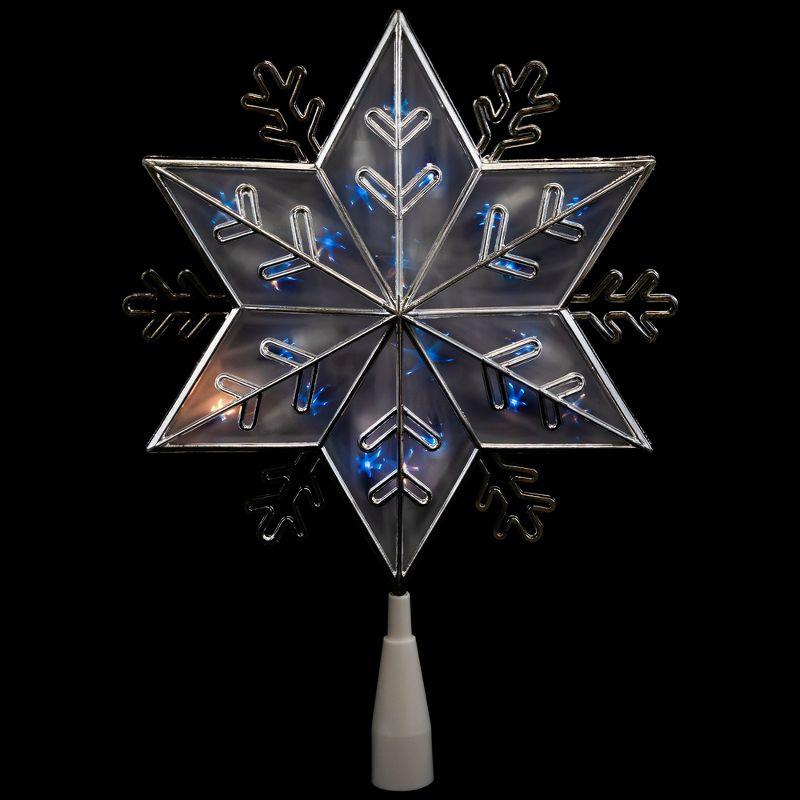 Northlight 10" Silver Snowflake Lighted Christmas Tree Topper - Blue Lights