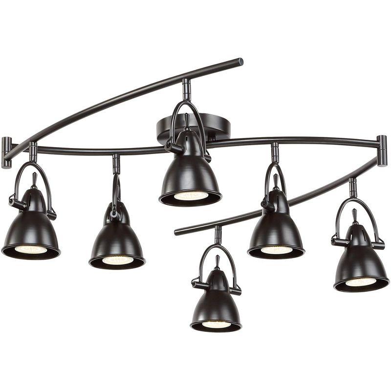 Pro Track Thorndale 6-Head LED Ceiling Track Light Fixture Kit Spot Light GU10 Brown Bronze Finish Metal Farmhouse Rustic Kitchen Bathroom 68" Wide