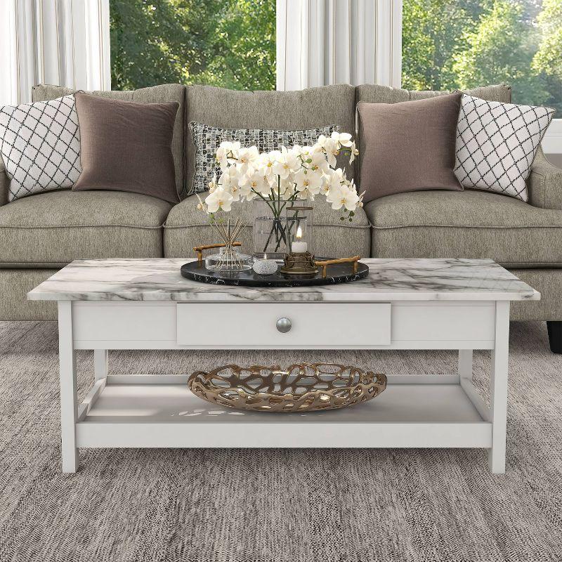 3pc Minsay Transitional Storage Table Set with Open Shelf & Drawer: White - HOMES: Inside + Out