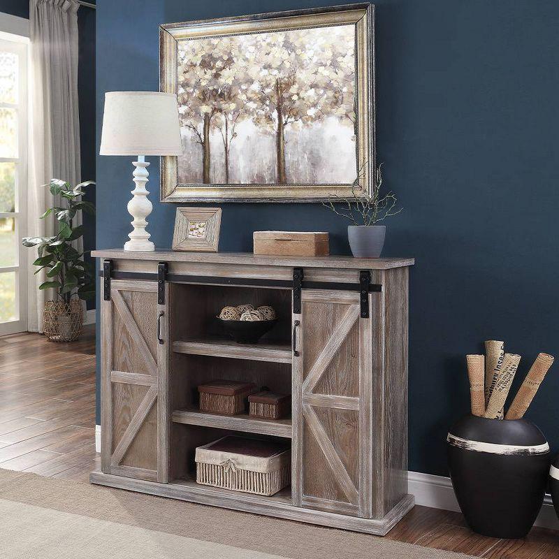 Orabella 51.5" Rustic Natural Wooden TV Stand with Sliding Barn Doors