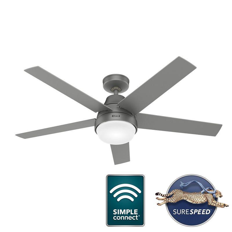 52" Aerodyne 5 - Blade Smart Standard Ceiling Fan with Remote Control and Light Kit Included