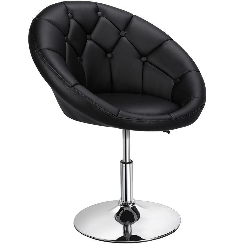Yaheetech Height Adjustable Swivel Upholstered Round Accent Chair Barrel Chair-Black