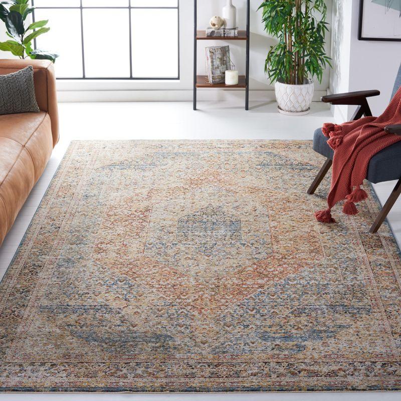 Silverado SVD106 Power Loomed Area Rug - Blue/Rust - 6'4"x6'4"Square - Safavieh.