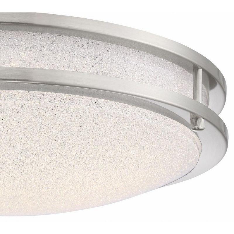 Brushed Steel 16" Glass LED Flush Mount Light