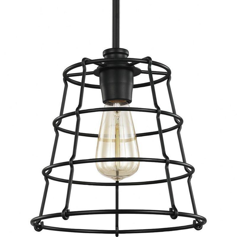 Progress Lighting Chambers 1-Light Mini Pendant, Matte Black, Wire-Frame Shade