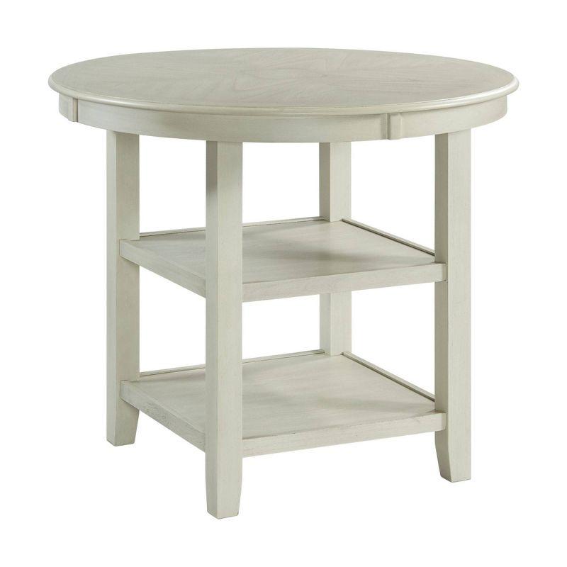Bisque Gray 42" Transitional Round Wood Counter Height Dining Table