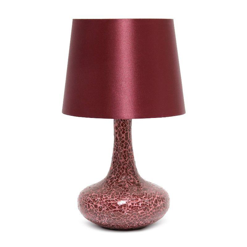 Mosaic Tiled Glass Genie Table Lamp with Fabric Shade Red - Simple Designs: Chic Bedside & Nightstand Decor