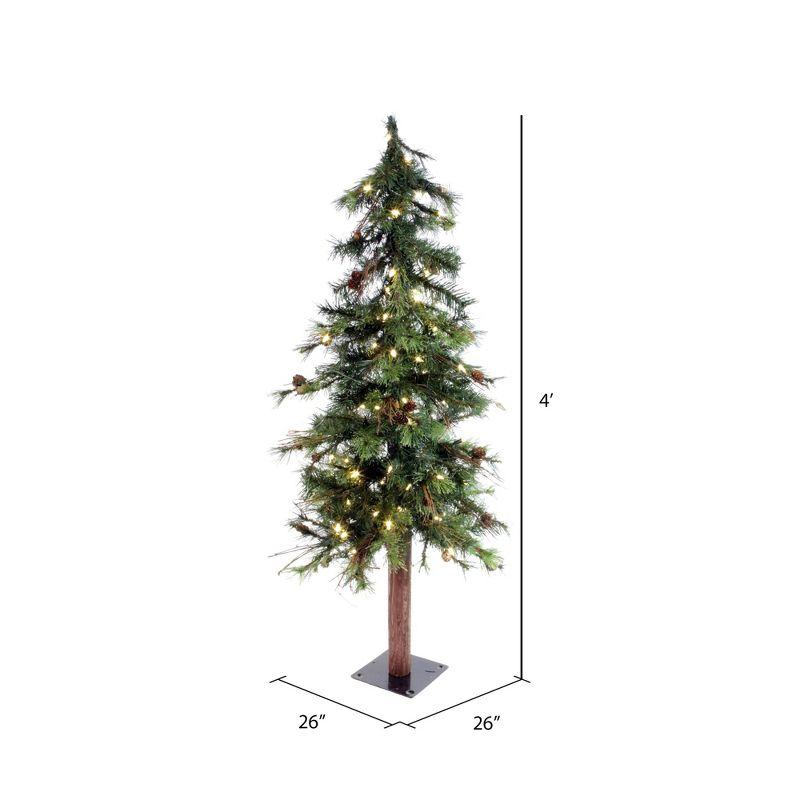 4' Green Pine Artificial Christmas Tree with Warm White LED Lights