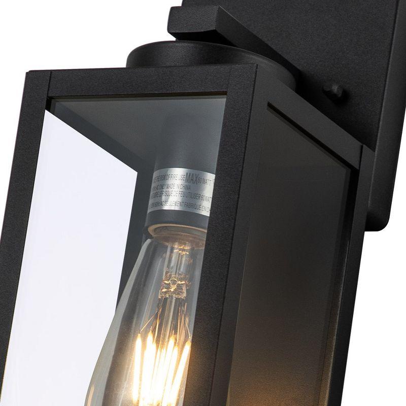 Matte Black Rectangular Outdoor Wall Sconce with Dusk to Dawn Sensor